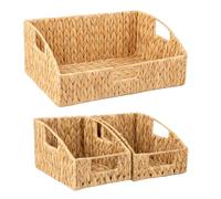 BREEZENEST 3PCS Woven Storage Baskets S/M/L Sizes for Home Bathroom Kitchen, Handmade Woven Bins for Toy Organizer, Laundry Hamper, Pantry Storage, Gift Baskets - Stackable & Nestable (Brown | S)