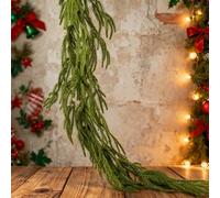 BREEZENEST 5FT Realistic Norfolk Pine Christmas Garland, Artificial Green Garland for Fireplace, Stairs, Doors & Windows, Indoor Outdoor Holiday Decorations, PE Material with Hanging Loops(5ft)