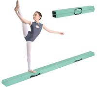 BREEZENEST 7FT 2.1M Folding Gymnastics Balance Beam - Kids & Beginner to Pro Gymnastics Equipment, High-Density EVA Foam, Non-Slip Microsuede Surface, Portable Home Training Balance Beam (Green)