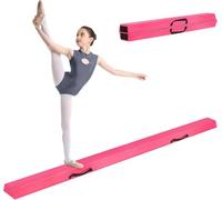 BREEZENEST 7FT 2.1M Folding Gymnastics Balance Beam - Kids & Beginner to Pro Gymnastics Equipment, High-Density EVA Foam, Non-Slip Microsuede Surface, Portable Home Training Balance Beam (Pink)
