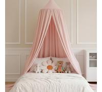 BREEZENEST Bed Canopy Mosquito Net for Twin/Full/Queen Beds - Soft Polyester Bed Cover, Breathable & Skin-Friendly, Blocks Glare, Protects Against Mosquitoes, Easy Installation (Pink)