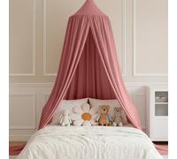 BREEZENEST Bed Canopy Mosquito Net for Twin/Full/Queen Beds - Soft Polyester Bed Cover, Breathable & Skin-Friendly, Blocks Glare, Protects Against Mosquitoes, Easy Installation (Reddish Brown)
