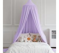 BREEZENEST Bed Canopy Mosquito Net for Twin/Full/Queen Beds - Soft Polyester Bed Cover, Breathable & Skin-Friendly, Blocks Glare, Protects Against Mosquitoes, Easy Installation (Purple)