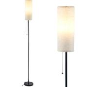 BREEZENEST Dimmable Floor Lamp with Linen Shade, 165cm Modern Standing Light for Living Room & Bedroom, 3 Colour Temperatures Reading Lamp with 9W LED Bulb Included (Zipper Dimming)