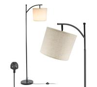 BREEZENEST Dimmable Floor Lamp with Linen Shade, 165cm Modern Standing Light for Living Room & Bedroom, 3 Colour Temperatures Reading Lamp with 9W LED Bulb Included (Off-White)