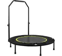 BREEZENEST Foldable Fitness Trampoline for Adults - Max 400lbs Capacity, Steel Frame Exercise Rebounder with Adjustable Handrail, Indoor Outdoor Mini Trampoline for Home Gym Workout (Black&Green, 40")