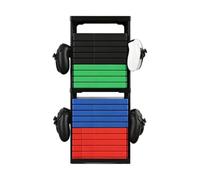 BREEZENEST Game Storage Tower Universal Game Storage Rack Vertical Stand Holds 24 Discs with Controller & Headset Hooks Double Layer Space Saving Organizer Black