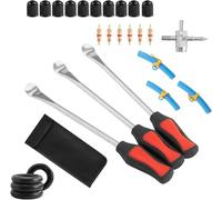 BREEZENEST Heavy Duty Motorcycle Tyre Levers Set - 3PCS Drop Forged Steel Tyre Spoons with Rim Protectors - Red/Silver Performance Tyre Changing Tools for Bike & Scooter (Front Wheel Fitment)