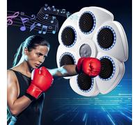 BREEZENEST Music Boxing Machine, Smart Interactive Boxing Game with Bluetooth, RGB Light Strike Points & Shock Absorption, Wall-Mounted Musical Boxing Trainer with Gloves for Home Fitness (White)