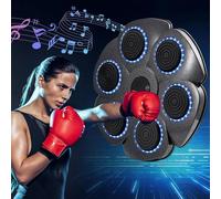 BREEZENEST Music Boxing Machine, Smart Interactive Boxing Game with Bluetooth, RGB Light Strike Points & Shock Absorption, Wall-Mounted Musical Boxing Trainer with Gloves for Home Fitness (Black)