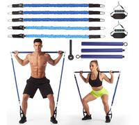 BREEZENEST Pilates Bar Kit with Resistance Bands, 4-Level Adjustable Pilates Equipment for Full Body Workout, Detachable Home Fitness Equipment for Women, Stretching, Yoga and Travel