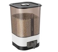 BREEZENEST Rice Storage Container 14LB/25LB Durable Plastic Rice Bin (White&Black/Transparent&Black) for Kitchen Dry Grain Storage (Transparent&Black, 25LB)