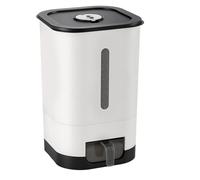 BREEZENEST Rice Storage Container 14LB/25LB Durable Plastic Rice Bin (White&Black/Transparent&Black) for Kitchen Dry Grain Storage (White&Black, 25LB)