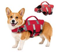 BREEZENEST Ripstop Dog Life Jacket, High Visibility Pet Swim Vest with Handle & Leash Ring for Boating Swimming (L)