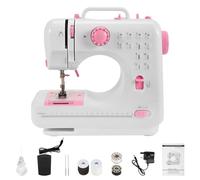 BREEZENEST Sewing Machine for Beginners Basic Sewing Machine with UK Plug, 12 Built-in Stitches, Foot Pedal & Battery Powered Portable Sewing Machine with LED Light, Thread Cutter(Pink, L)