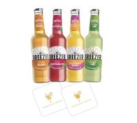 Breezer Mixed Fruit Ready-to-Drink Alcohol Bundle | 4 x 275ml Bottles | 1.1L Total | Lime, Watermelon, Mango & Passionfruit, Orange | Includes 2 Celebration Spirits Beer Mats