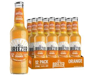 BREEZER Zesty Orange Flavoured Alcoholic Drinks, 3.4% vol., 27.5 cl / 275 ml (Pack of 12), Pre-Mixed Alcohol in Ready to Drink Bottles