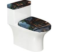 Breezes of the Mountain Toilet Lid Cover Set Elasticity Soft Durable Polyester Material for Bathroom Home Decor