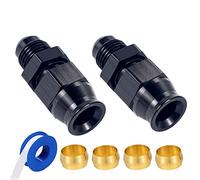 Breezliy 6AN Male Flare to 5/16" Fuel Hardline Tube Fitting Adapter Straight Connector Aluminum Alloy Black Anodized 2pcs