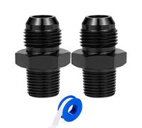 Breezliy 8AN Flare to 3/8" NPT Pipe Adapter Fitting, Aluminum AN8 Male Flare to 3/8 NPT Male Thread Fuel Hose Connector Straight Black Anodized 2PCS