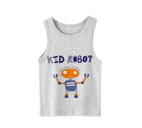 Breezy Comfortable Lightweight Kids Children Boys Summer Thin Sleeveless Vest Shirt Print, Outdoor Top Spring Autumn Daily Casual Everyday Basic Playful Wear #D Orange