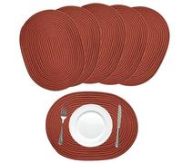 Breezy Nest Cotton Rope Oval Placemats 40 x 30 cm - Woven Table Mats for Dining Table - Neutral Kitchen Placemats Set - Modern Home Table Decor (6, Terracotta)