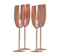Breezy Nest Set of 4 Stainless Steel Champagne Flutes - Matte Rose Gold Champagne Glasses - Unbreakable Prosecco Glasses - 285ml Picnic Camping Flutes