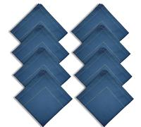 Breezy Nest Set of 8-100% Organic Cotton Dinner Napkins (38cm x 38cm) - Hemstitched Serviettes - Solid Colour - Machine Washable Cloth Napkins (Blue)
