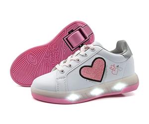 Breezy Roller Lightheart | Size 2.5 UK | 2-1 Skate Trainer W Wheels Children’s Skates | Junior Style Shoe W Easy Click in Wheels Fit W EVA Ergonomic Insole | Easy For Beginners