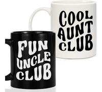 Breezy Valley Christmas Aunt and Uncle Gifts Mugs from Niece Nephew - Cool Aunt Club and Fun Uncle Club Mugs, Best Aunt&Uncle Baby Pregnancy Announcement Anniversary Birthday Gifts for Aunties Uncles