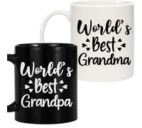 Breezy Valley Grandma And Grandpa Mugs, Grandparents Christmas Gifts From Grandchildren Grandkids - Worlds Best Grandma Grandpa Gifts, Xmas Gift For Grandparents Coffee Mugs Set