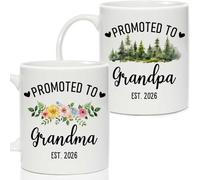 Breezy Valley Promoted to Grandparents Gifts 2026, Grandma and Grandpa Coffee Mugs Set, First Time Grandparents Christmas Gifts, Pregnancy Announcement Baby Reveal Mugs for New Grandma Grandpa Set
