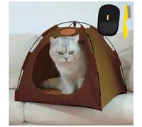 Breezyden Pop-Up Pet Tent,Meowvo Breezyden Pet Tent with Foldable Steel Frame,Portable Hideaway for Cats & Dogs,Breathable Oxford Fabric,A Private Oasis for Pets (Coffee, S (Pets Under 8.8Ibs))