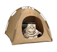 Breezyden Pop-Up Pet Tent, No Installation with Mesh Windows, Waterproof, Fully Washable, Scratch-Resistant, Year-Round Comfort for Cats & Small Dogs (Coffee,L:18.9 * 18.9 * 16.5in)