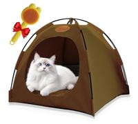 Breezyden Pop-Up Pet Tent - Portable Hideaway for Cats & Small Dogs, 2025 New Foldable Waterproof Cat Tents, Indoor/Outdoor Pet Tent House, No Installation with Mesh Windows (Coffee,M)