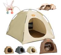 Breezyden Pop-Up Pet Tent, Portable Hideaway for Cats & Small Dogs, Cat Tents for Indoor Cats, Foldable Pet House for Indoor and Outdoor with Mesh Windows with Soft Cooling Pad (Beige,M)