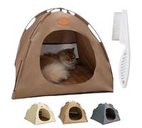 BreezyDen Pop-Up Pet Tent - Portable Hideaway for Cats & Small Dogs, Cat Tents for Indoor Cats,Pop up Design, with Cool Mat, Year Round Comfort, Washable (Brown, S (2 kg pet))