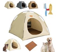 Breezyden Pop-Up Pet Tent - Portable Hideaway for Cats & Small Dogs, Cat Tents for Indoor Cats, Portable Indoor/Outdoor Pet Tents House with Mesh Window, Waterproof (Beige, S)