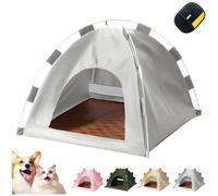 BreezyDen Pop-Up Pet Tent - Waterproof Foldable Hideaway with Mesh Ventilation, Anti-Slip Base, Washable, for Cats & Small Dogs (Gray, M(40 * 40 * 37CM))