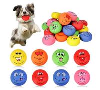 Breffima 6 Pcs Smile Inspirational Face Dog Squeaky Toys Latex Rubber Squeaky Ball Bulk Emoticon Dog Toys Chewing Interactive for Puppy Lovers Gift for Small Medium Pets Puppies Training