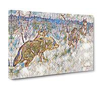 Brehms Tierleben 1911 14 Wolf Modern BG Canvas Print | Gallery Wrapped 30mm Frame Wall Art | 24x16 inches | Ready to Hang | Retro Animals Picture | Living Room Bedroom Lounge Office