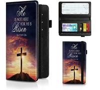 BREIDMKFM Checkbook Covers for Men and Women, Leather RFID Check Book Holder Wallet with Credit Card Slots, Personal Duplicate Checks Holder with Pen Holder, Jesus Bible Cross Christian