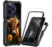 BREIDMKFM for Cricket Icon Plus 2026 Phone Case,for AT&T Verge 2 Phone Case with Screen Protector Dual Layer Protection Hard PC Soft TPU Bumper Corner Heavy Duty Rugged Cover,Highland Cow Cute