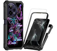 BREIDMKFM for Cricket Icon Pro 2026 Case,for AT&T Motivate Pro 2 5G Phone Case with Screen Protector Dual Layer Protection Hard PC Soft TPU Bumper Corner Heavy Duty Cover,Purple Butterfly Glitter