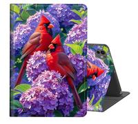 BREIDMKFM for iPad Pro 13 Inch Case M5 2025/ M4 2024,Auto Wake/Sleep Multi-Angle Viewing PU Leather Slim Shockproof Protective Stand Smart Cover for iPad Pro M4 13 Inch Case,Cardinals Hydrangea Flower