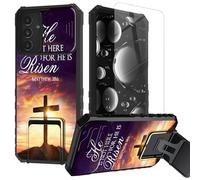BREIDMKFM for Samsung Galaxy S25 Case with Screen Protector & Kickstand & Slide Camera Lens Protector Cover Heavy Duty Dual Layer Rugged Shockproof Phone Case for Samsung S25,Jesus Bible Cross