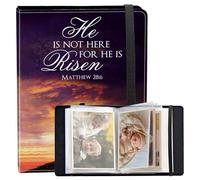 BREIDMKFM Photo Album 5x7 120 Photos Small Capacity PU Leather Cover, Jesus Bible Cross Christian Mini Photo Album 5x7 with Elastic band, Birthday Christmas Photo Albums Wedding Anniversary