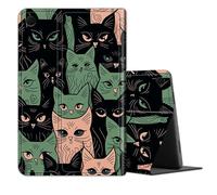 BREIDMKFM Slim Case for Samsung Galaxy Tab A9+ 10.9" 2023, Lightweight TPU Shockproof with Auto Sleep/Wake Cover for Samsung Galaxy A9+ Tablet SM-X210/X216/X218, Black Green Cats
