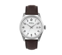 Breil Classic Elegance Men's Chronograph Watch with Leather Strap, 5 Bar Water Resistance, Case Diameter: 42 mm, EW0663, Silver, Modern