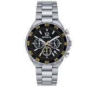 Breil Highway Watch Collection Dial Analogue Movement Chronic Quartz and Steel Bracelet for Men, Silver/Black/Yellow, One Size, Bracelet